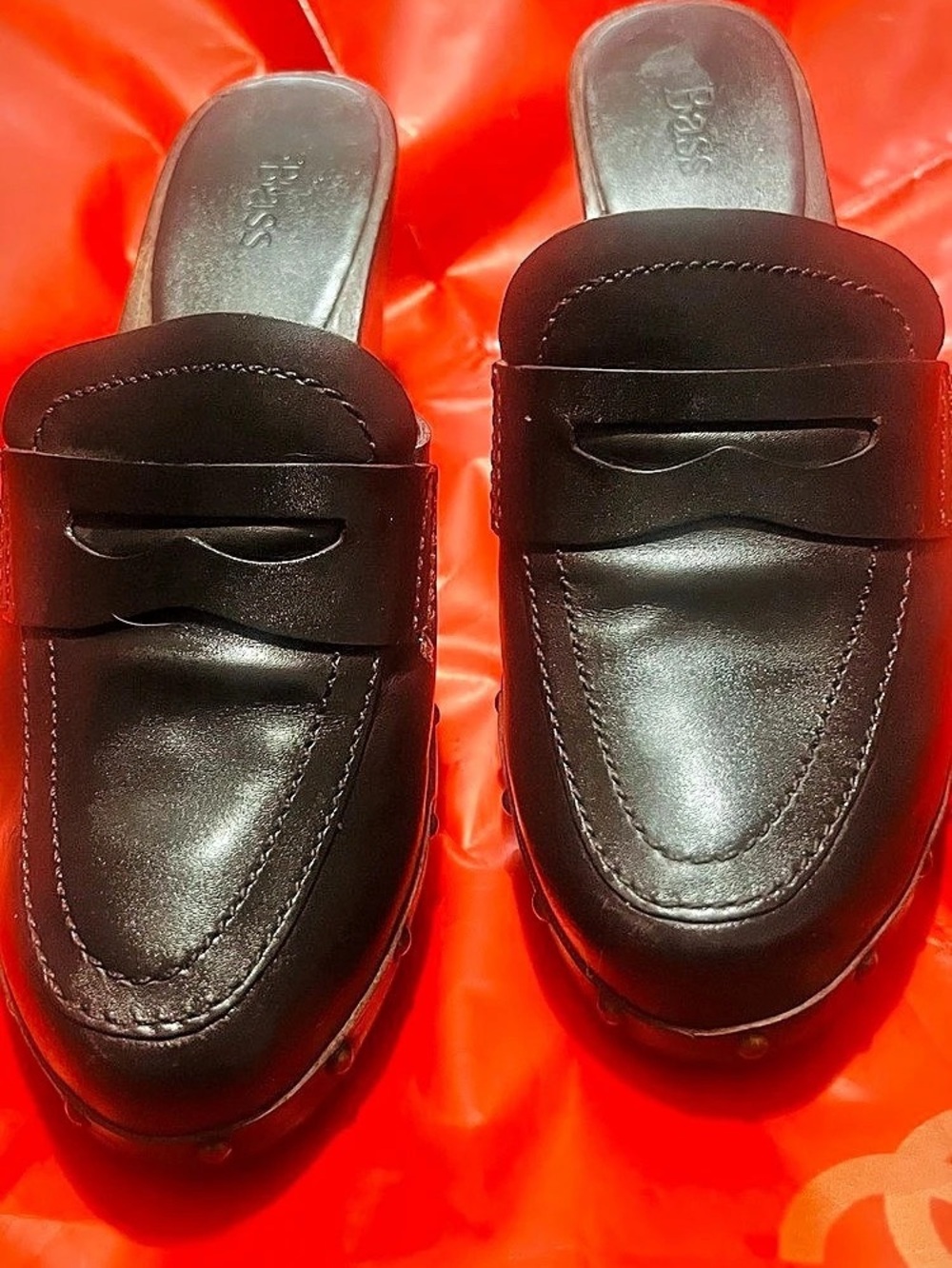 G.H. Bass Brown Leather Penny Loafers Mules Slides Sz 8M
